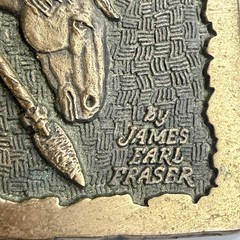 Vintage Award Design Medals Belt Buckle Mens Brass End of the Trail Fraser 70s