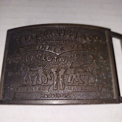 BELT BUCKLE Levi Strauss & Co. Blue Jeans Original Riveted Rectangle Vintage