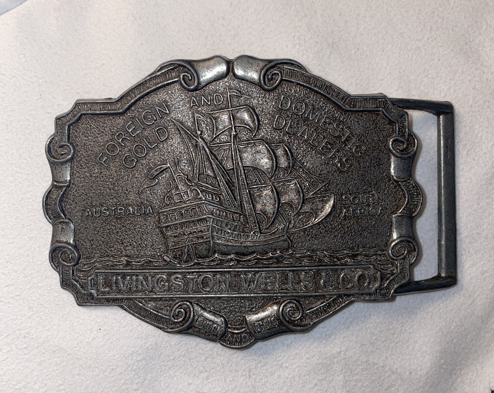 Livingston Wells & Co. Sailing Ship Foreign Domestic Belt Buckle Unbranded