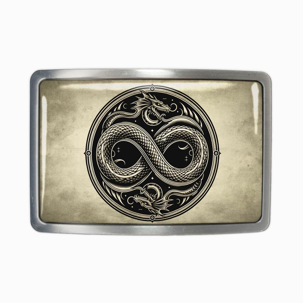 Infinity Belt Buckle – Japanese Dragon Asian Design Handmade Belt Buckle – 644