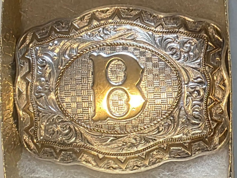 Vintage Metal Belt Buckle, Letter B, Initial B, Crumrine, Cowboy, Rodeo, Nice