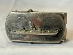 VTG Naval USS Trippe FF-1075 Belt Buckle Military Style Knox Class Frigate Japan