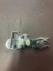 Silver & Black Flaming Motorcycle Belt Buckle