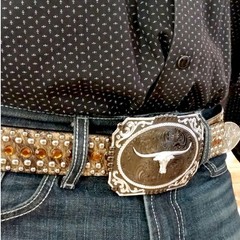 Montana Silversmiths Men&rsquo;s Gunmetal Cameo Longhorn Steer Buckle Silver One Size