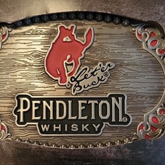 Pendleton Whisky Let&rsquo;er Buck Western Cowboy Rodeo Belt Buckle Logo Silver