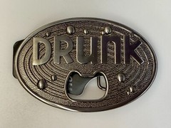 DRUNK NOS Funny Humor Novelty Belt Buckle with Bottle Opener