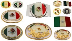 12 Pieces Wholesale Lot Belt Buckle Mexico Rodeo Men Mexican Flag Western Cowboy