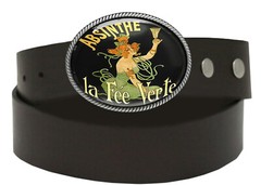 Absinthe Belt Buckle – Victorian Vintage Poster Art Handmade Oval Buckle – 276