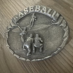 Vintage 1977 Bergamot Brass Works O-85 Baseball Belt Buckle, Made in USA