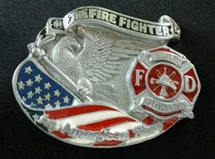 FIRE FIGHTER EAGLE SHIELD FLAG AN AMERICAN HERO OCCUPATIONAL BELT BUCKLE