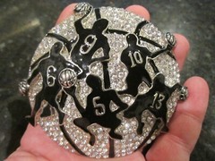 BASKETBALL THEME BELT BUCKLE COVERED IN CRYSTALS HEAVY GW-17