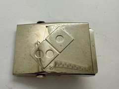 Domino Game Engraved On Reflective Silver Color Ratchet Style Belt Buckle