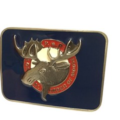 Loyal Order of Moose PAP Belt Buckle Cast Metal Epoxy Front 2013 Vintage