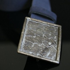 Gingko Leaf Belt Buckle Rectangular Antique Brass Botanical Ornamental