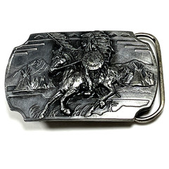 1991 Native American Crazy Horse Sioux Indian Chief Pewter Buckle Arroyo Grande
