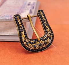 Black Crystal Rhinestone Western Cowboy Floral Belt Buckle Set Fit 30MM Strap