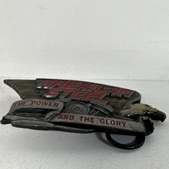 American Steel Belt Buckle Eagle The Power & The Glory Made In England 3.75”