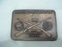 NRA Belt Buckle Rifles Shooting For Our Future Whittington – Brass New Vintage