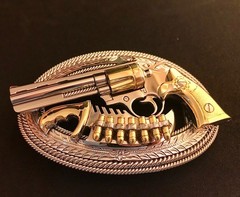 (MADE BY ORDER) BUCKLE HANDMADE STAINLESS STEEL WESTERN STYLE GUN PYTHON #3