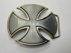 Maltese Celtic Iron Cross Gothic Punk Biker Vibe Cutout Silver Color Belt Buckle