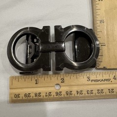 Designer Style Double Ring Belt Buckle Gunmetal Silver Tone Hinged Clamp