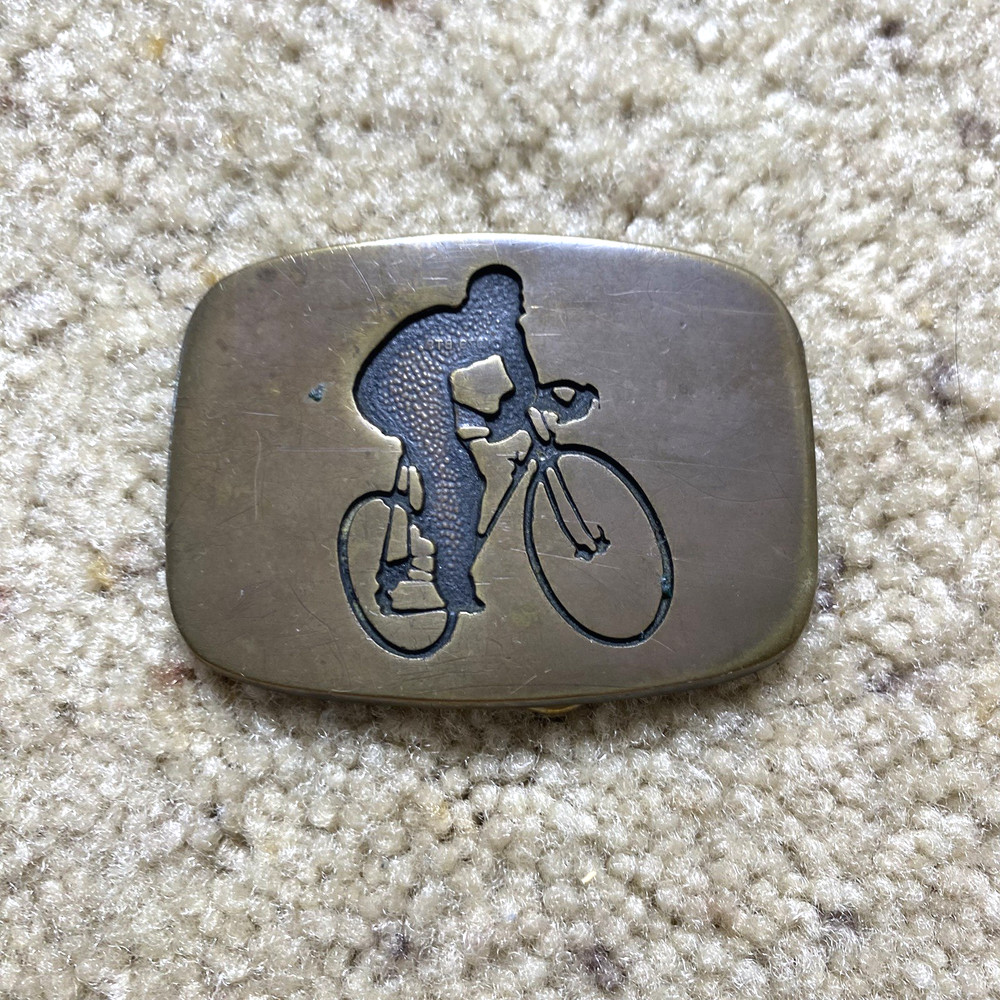 Vintage BTS Cyclist Bicycle Solid Brass Belt Buckle USA 1978 2.5&Prime; x 2&Prime;