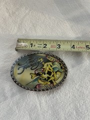 Ed Hardy Skull Belt Buckle Death Or Glory Glossy With Metal Trim