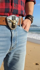 Men Women Silver Metal Western Fashion Buckle Texas Lone Horn Cow Bull Dressy