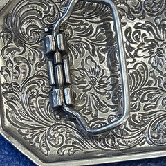 Ariat Logo Western Belt Buckle Floral Silver & Gold tone