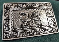 Gaelic Themes St Kilda Silver Welsh Dragon Celtic Knot Kilt Belt Buckle Scotland