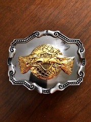 American Bald Eagle Head Earth Globe Planet Metal Unisex Men’s Belt Buckle