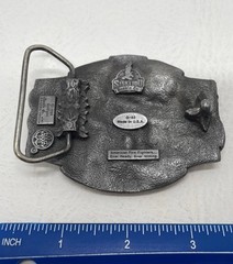 American Fire Fighter Belt Buckle SiskiYou 1988 Made in USA Fire Engine Pewter
