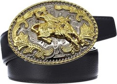 Bull Rider Cowboy Western Rodeo Gold Tone Design Fashion Cowboy Belt Buckle