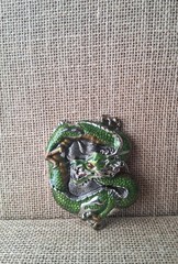 Green Enamel Chinese Dragon Belt Buckle 3D Fantasy Mythical Novelty