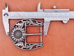 Retro Silver Big Sun Flower Leather Belt Buckle Replacement Fit 1.5 Inch Strap