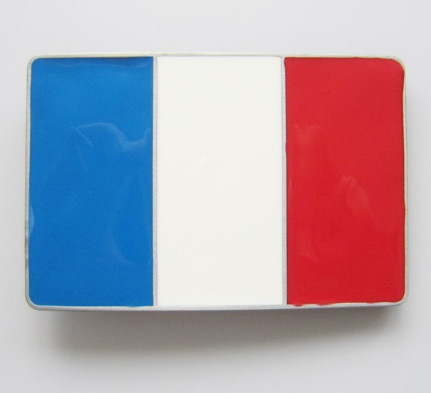 NEW FRANCE FLAG FRANCAIS RED BLUE WHITE BELT BUCKLE