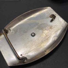 Vintage JUSTIN Nickel Silver Texas Longhorn Steer Cattle Bull Rodeo Belt Buckle