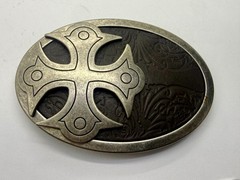 Maltese Celtic Iron Cross Gothic Punk Biker Black & Silver Color Belt Buckle