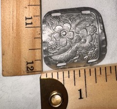 Vintage Stamped Metal Floral Belt Buckle Set 5 Pcs Decorative concho