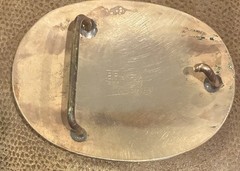 Vintage Bronze Calf-Roping Cowboy Belt Buckle Crumrine B R Western El Arturo