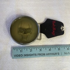 Skull Belt Buckle Body Rage Tag Pirate Metal Hip Hop Men Women Halloween 3”