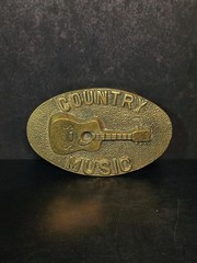 Solid Brass Country Music Guitar Belt Buckle