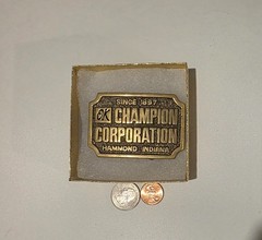 Vintage Metal Belt Buckle, Brass, OK Champion Corporation, SInce 1897, Hammond
