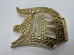 Initial Letter D Calligraphy Style Cutout Large Gold Color Belt Buckle