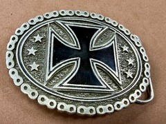 Maltese Celtic Iron Cross Chained Border Gothic Punk Biker Vibe EJC Belt Buckle