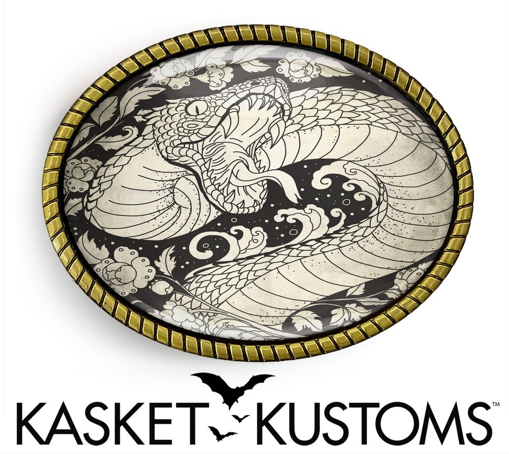 Snake Belt Buckle – Vintage Tattoo Flash Art Handmade Belt Buckle – 914