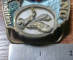 AMERICAN TRADITION HUNTING MADE IN USA BELT BUCKLE #1817 ENAMEL BRASS Free Ship