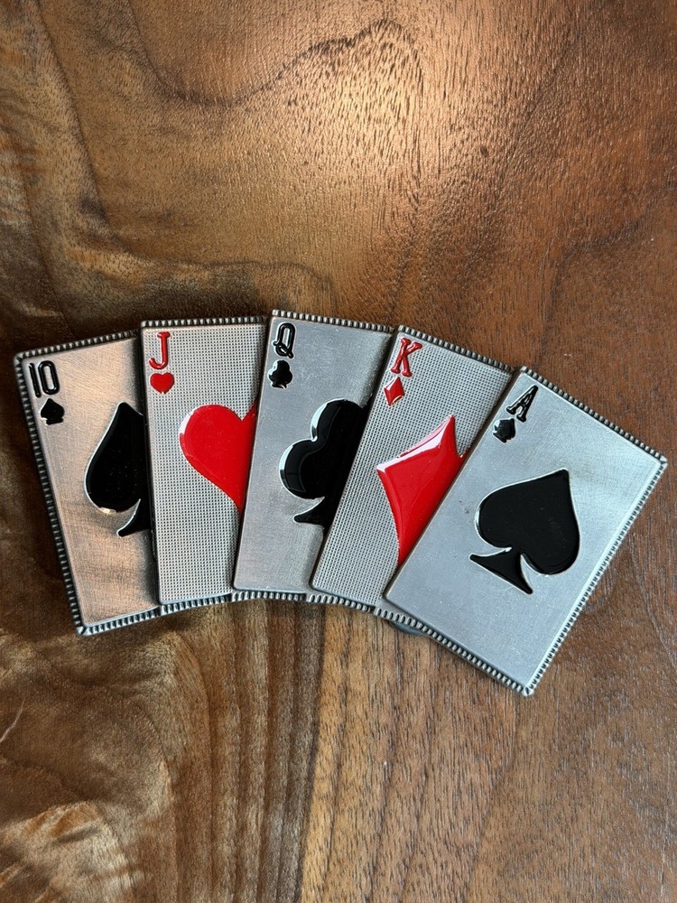 5 ACES Belt Buckle Stylish and Functional Gift for man RARE FIND UNIQUE
