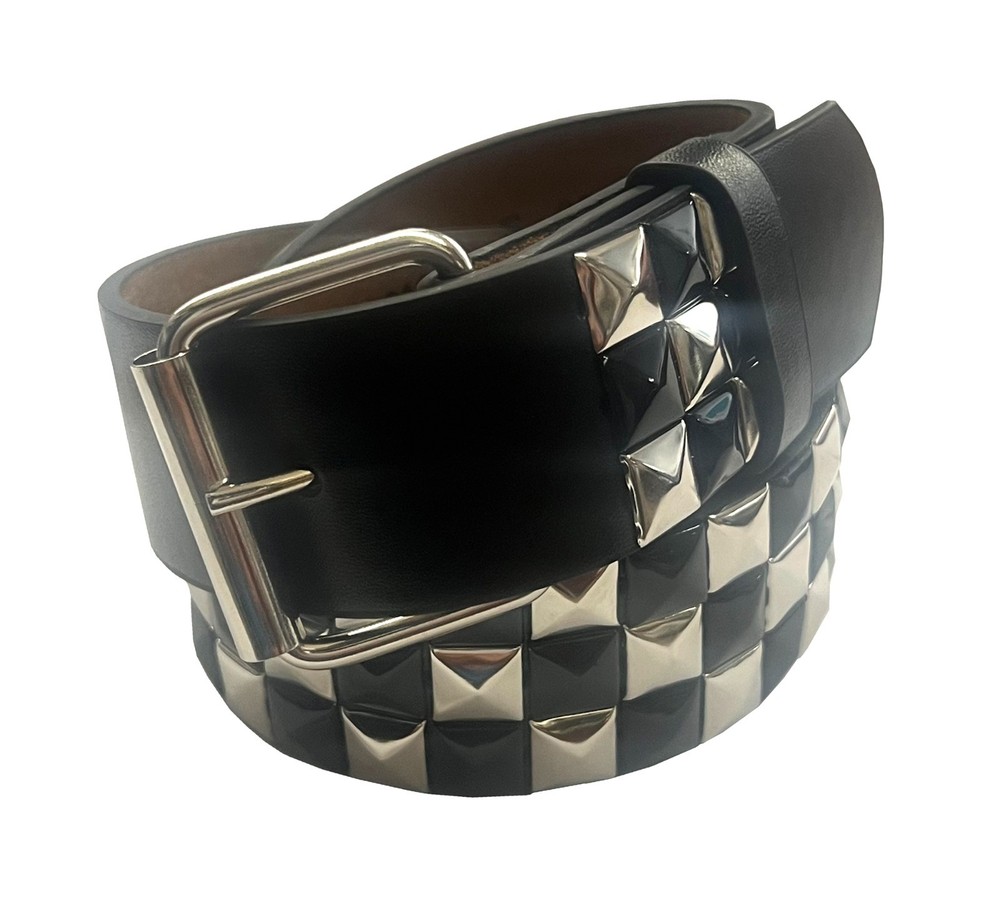 Punk Rock Rivet Metal Faux Leather Silver/Black Studded Belt