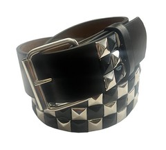Punk Rock Rivet Metal Faux Leather Silver/Black Studded Belt